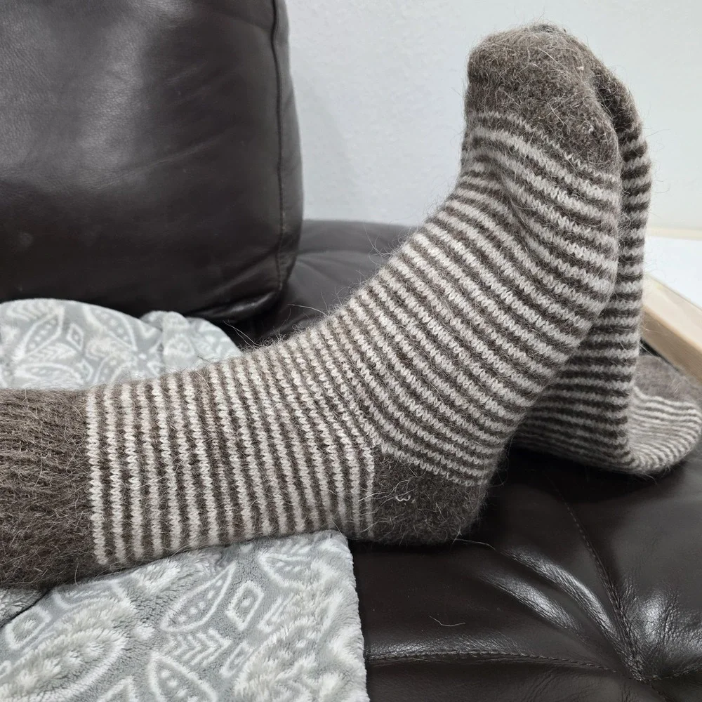 Handmade Goat Down Socks, 100% OrganicWarm Winter Wool Socks, Hand‎ Knitted